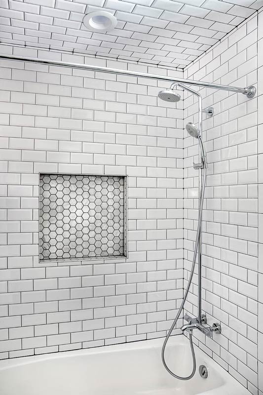 tiled tub and shower